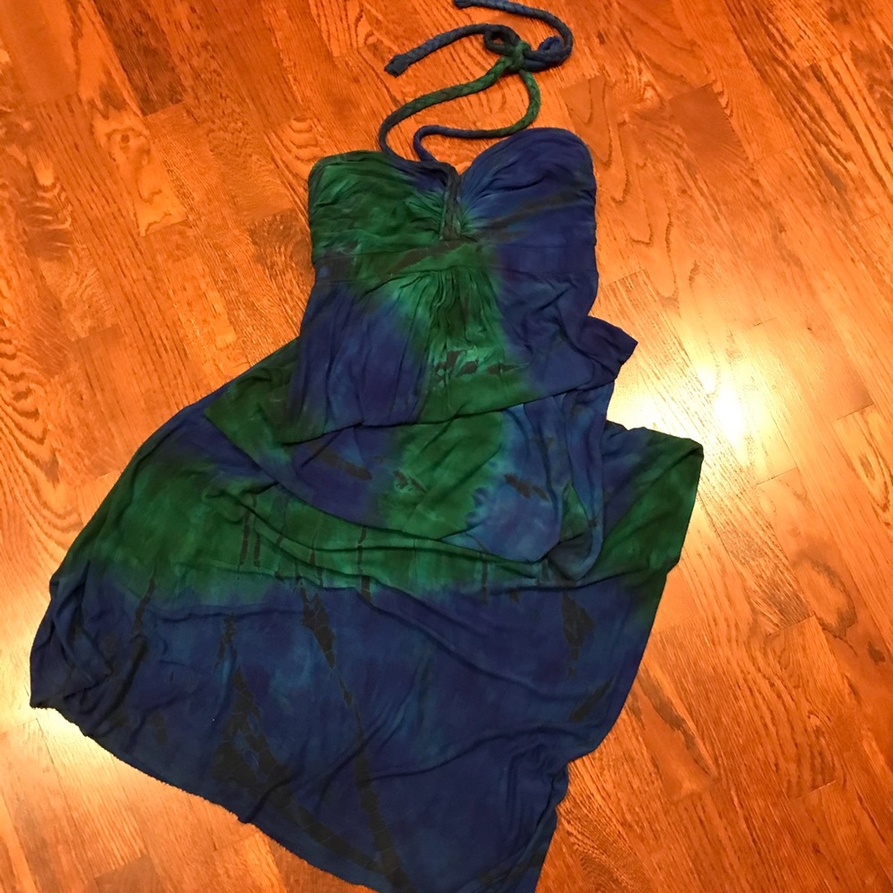 T-Bags tie dye maxi halter dress S